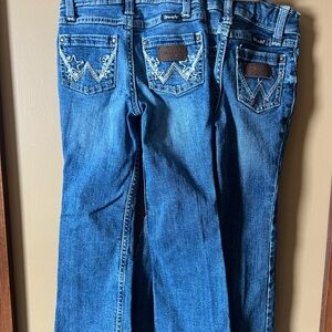 2 x Girls Decorated Pockets Wranglers Jeans 5 Slim
